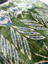 Velvet Ikat Cushion Green Planet close view
