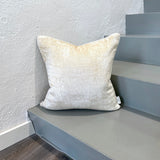 Velvet Ikat Cushion Cream front