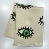 Muslin Towel Evil Eye Green Close angle view