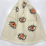 Muslin Towel Evil Eye Orange Front angle view