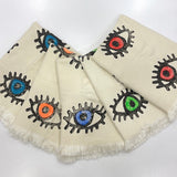 Muslin Towel Evil Eye Orange with other Muslin Towel Evil Eye Variants