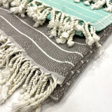 Turkish Towels Bamboo - Gray | Turquoise  Close up