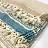 Turkish Towels Cotton -  Gray | Blue | Beige Close angle view