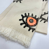 Muslin Towel Evil Eye Orange | Close angle view