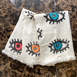 Muslin Towel Evil Eye Orange | Muslin Towel Evil Eye Blue