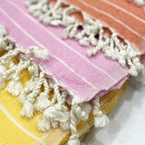 Turkish Towels Bamboo - | Yellow | Pink | Orange |  Close angle view