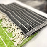 Turkish Towels Bamboo - Green | Black  Close angle view