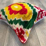 Velvet Ikat Cushion Maya Flower upper view