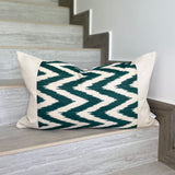 Silk Ikat & Linen Cushion Cover Zigzag Green