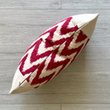 Silk Ikat & Linen Cushion Cover Zigzag Red