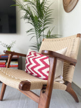 Silk Ikat & Linen Cushion Cover Zigzag Red