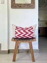 Silk Ikat & Linen Cushion Cover Zigzag Red