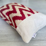 Silk Ikat & Linen Cushion Cover Zigzag Red