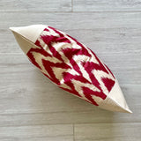 Silk Ikat & Linen Cushion Cover Zigzag Red