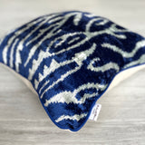 Velvet Ikat Cushion Blue Zebra | Velvet Ikat Pillow Blue Zebra
