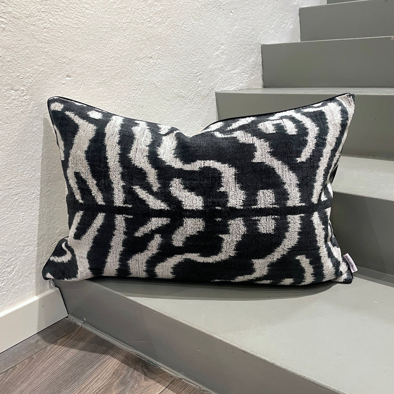 Velvet Ikat Cushion Zebra | Velvet Ikat Pillow Zebra