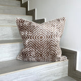 Beige Zebra Velvet Ikat Pillow Cover