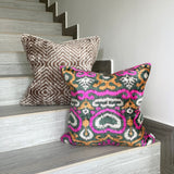 Beige Zebra Velvet Ikat Pillow Cover