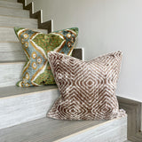 Beige Zebra Velvet Ikat Pillow Cover
