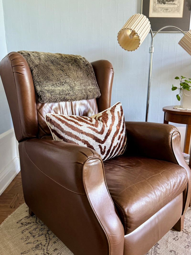 Velvet Ikat Cushion Brown Zebra | Velvet Ikat Pillow Brown Zebra