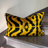 Golden Zebra Velvet Ikat Pillow Cover