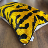 Golden Zebra Velvet Ikat Pillow Cover