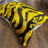 Golden Zebra Velvet Ikat Pillow Cover
