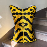 Golden Zebra Velvet Ikat Pillow Cover