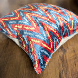 Zigzag Multi Velvet Ikat Pillow Cover