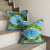 Olive Velvet Ikat Pillow Cover