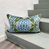 Olive Velvet Ikat Pillow Cover