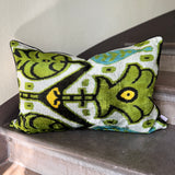 Green Thumb Velvet Ikat Pillow Cover