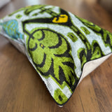 Green Thumb Velvet Ikat Pillow Cover