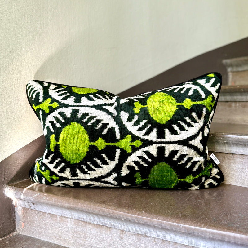 Velvet Ikat Cushion Pistachio | Velvet Ikat Pillow Pistachio