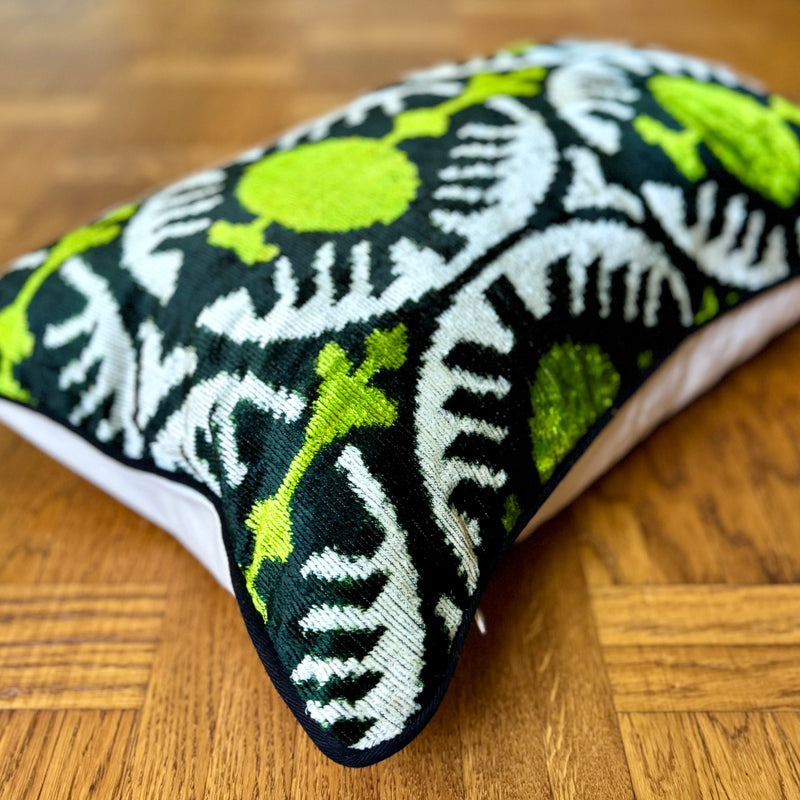 Velvet Ikat Cushion Pistachio | Velvet Ikat Pillow Pistachio