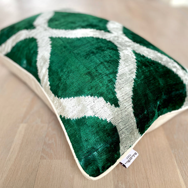Velvet Ikat Cushion Emerald | Velvet Ikat Pillow Emerald