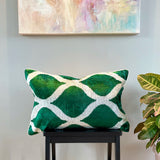 Velvet Ikat Cushion Emerald | Velvet Ikat Pillow Emerald