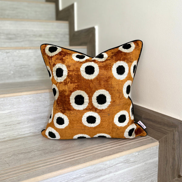 Velvet Ikat Cushion Espresso | Velvet Ikat Pillow Espresso