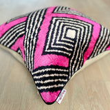 Velvet Ikat Cushion Pink Labyrinth | Velvet Ikat Pillow Pink Labyrinth
