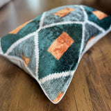 Petrol Velvet Ikat Pillow Cover