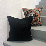 Black Velvet Ikat Pillow Cover