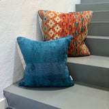 Blue Velvet Ikat Pillow Cover