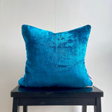 Blue Velvet Ikat Pillow Cover