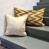 Cream Velvet Ikat Pillow Cover