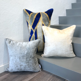 Cream Velvet Ikat Pillow Cover