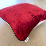 Deep Red Velvet Ikat Pillow Cover