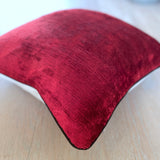 Deep Red Velvet Ikat Pillow Cover