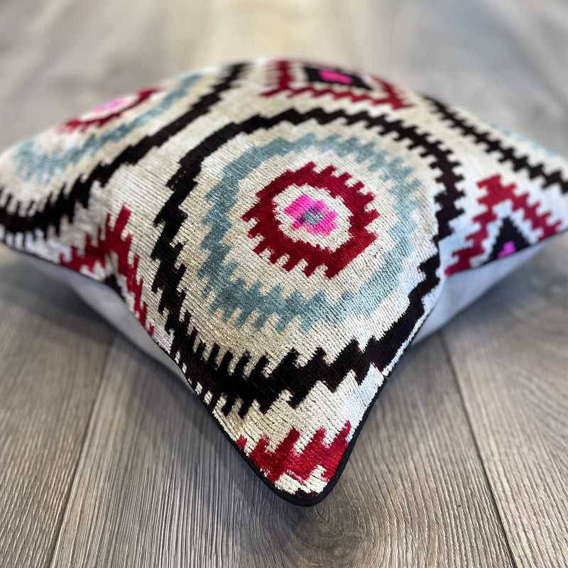 Velvet Ikat Cushion Owl | Velvet Ikat Pillow Owl