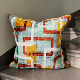 Cubes Velvet Ikat Pillow Cover