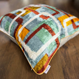 Cubes Velvet Ikat Pillow Cover